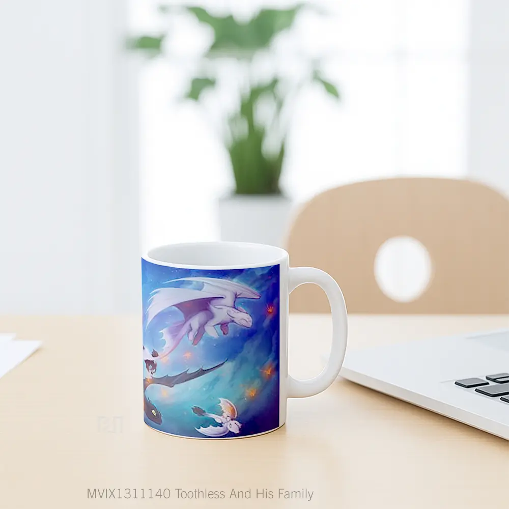 Mug Toothless And His Family Gelas Keramik Unik - All-side / Desain