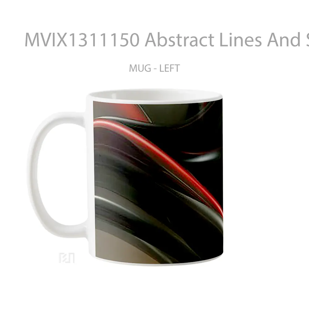 Mug Abstract Lines And Shapes Gelas Seni Modern - All-side / Desain