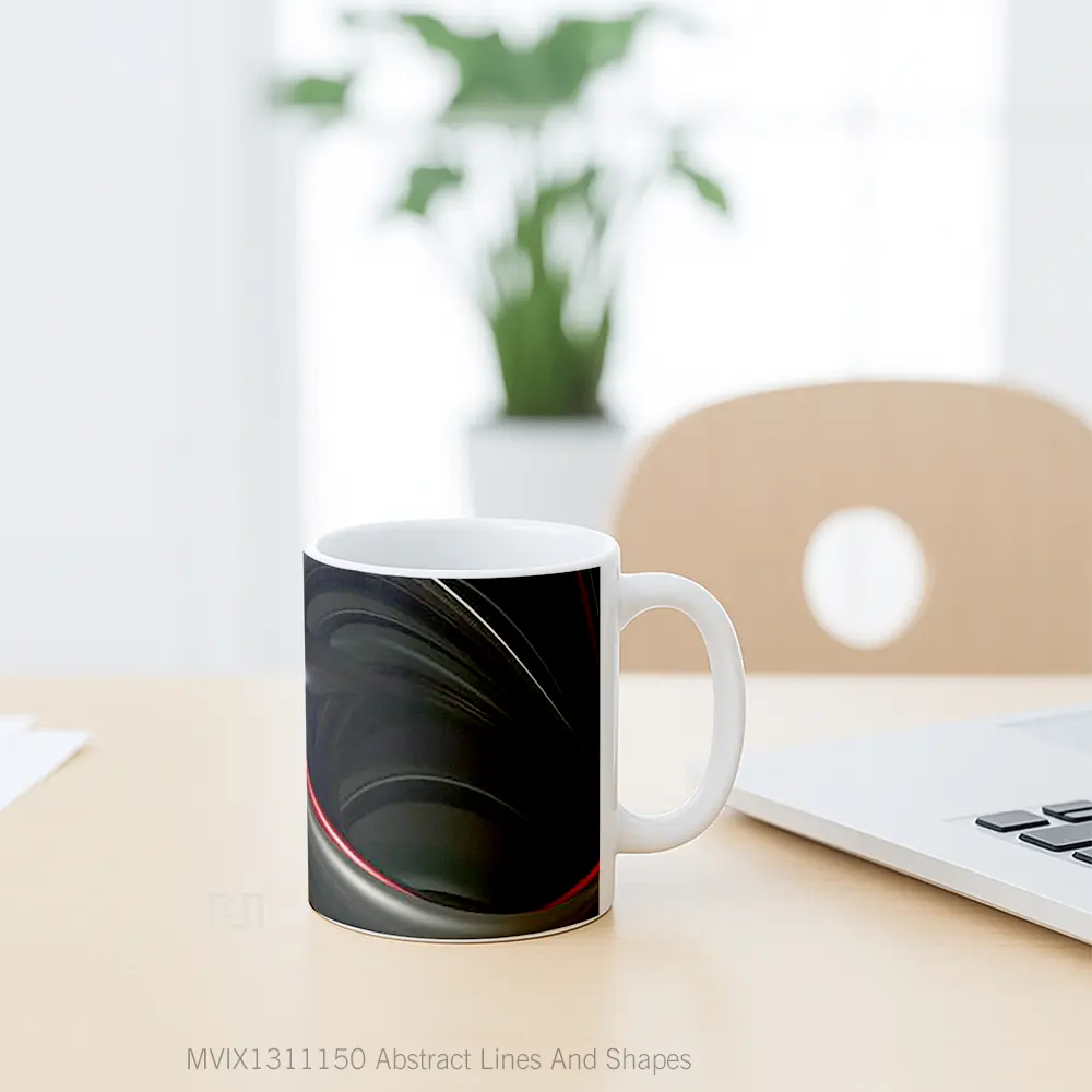 Mug Abstract Lines And Shapes Gelas Seni Modern - All-side / Desain