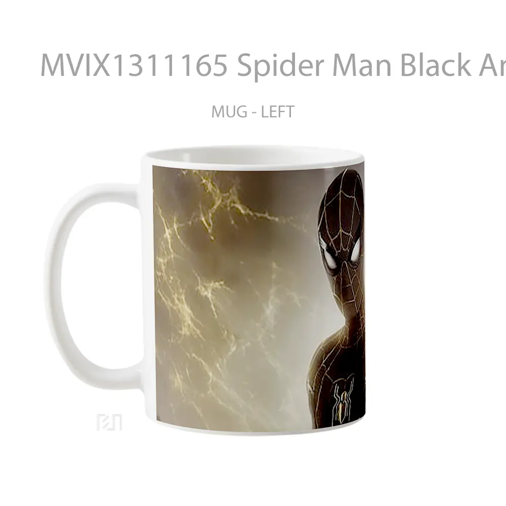 Mug Spider Man Black And Gold Suit Gelas Superhero - All-side / Desain