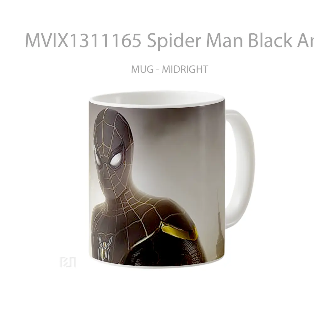 Mug Spider Man Black And Gold Suit Gelas Superhero - All-side / Desain