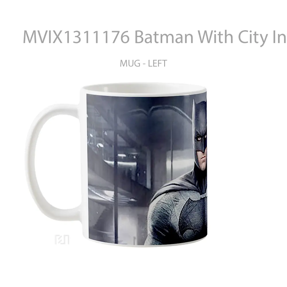 Mug Batman With City In The Background Gelas Superhero - All-side / Desain