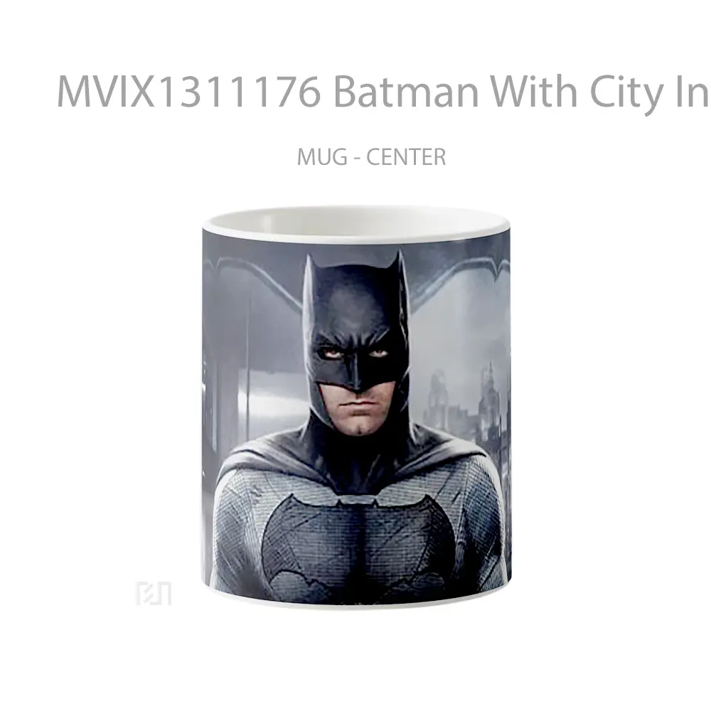 Mug Keramik Premium SNI - Mug Batman With City In The Background Gelas Superhero