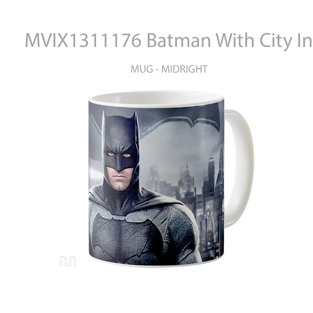 Mug Batman With City In The Background Gelas Superhero - All-side / Desain