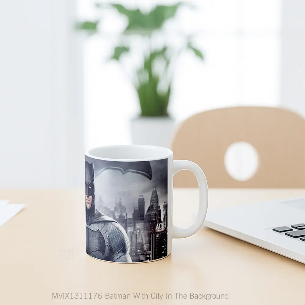 Mug Batman With City In The Background Gelas Superhero - All-side / Desain