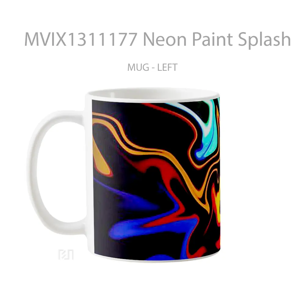 Mug Neon Paint Splash Gelas Keramik Unik - All-side / Desain