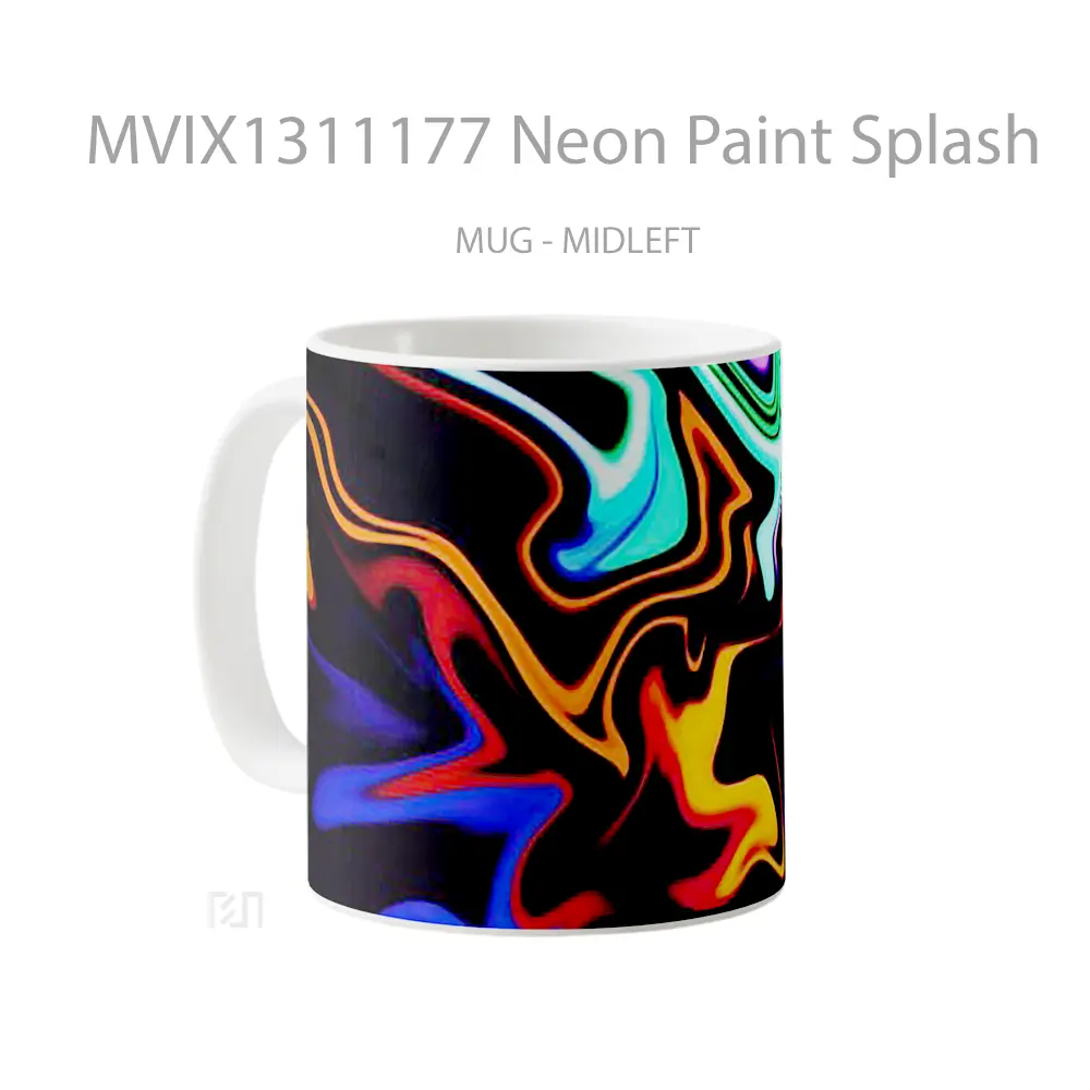 Mug Neon Paint Splash Gelas Keramik Unik - All-side / Desain