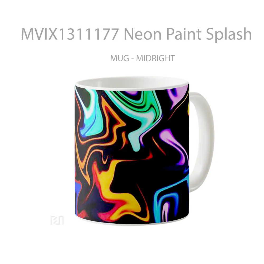 Mug Neon Paint Splash Gelas Keramik Unik - All-side / Desain