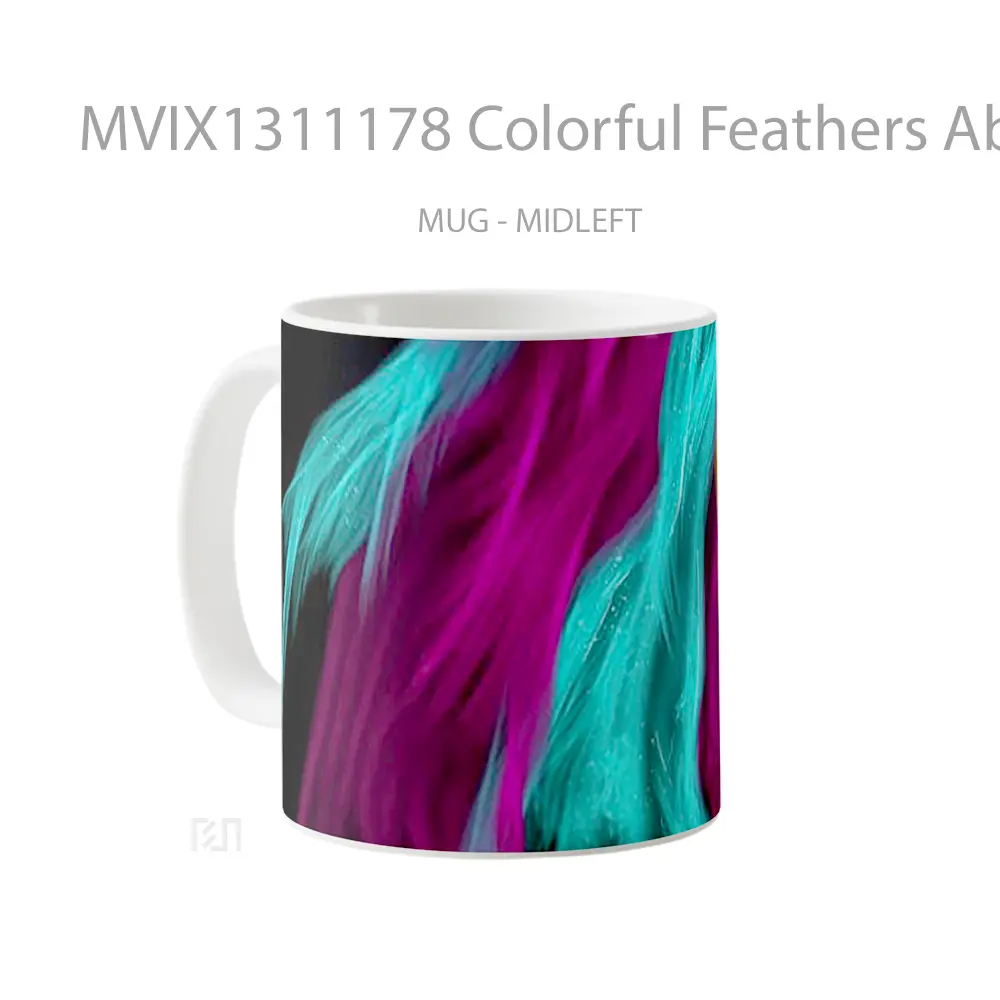 Mug Colorful Feathers Abstract Gelas Seni Modern - All-side / Desain