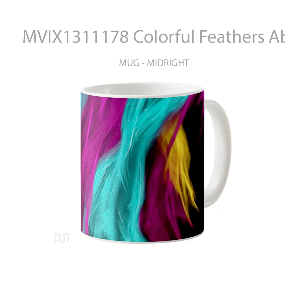 Mug Colorful Feathers Abstract Gelas Seni Modern - All-side / Desain