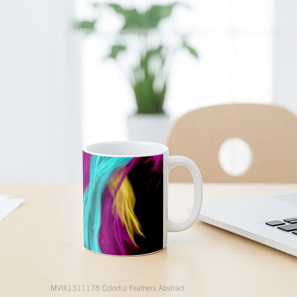 Mug Colorful Feathers Abstract Gelas Seni Modern - All-side / Desain