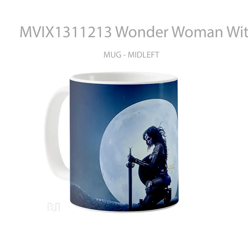 Mug Wonder Woman With Moon In The Background Gelas Superhero - All-side / Desain