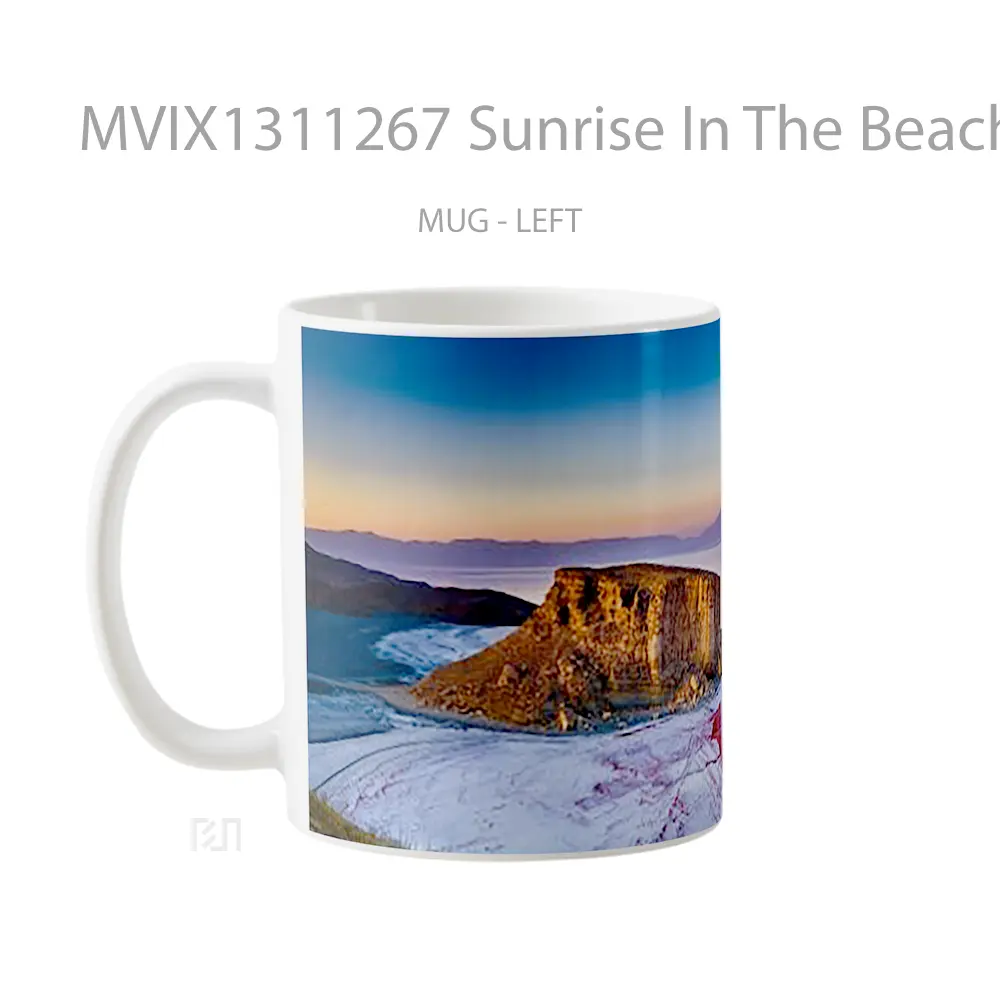 Mug Sunrise In The Beach Becoming Pink Gelas Pemandangan Alam - All-side / Desain