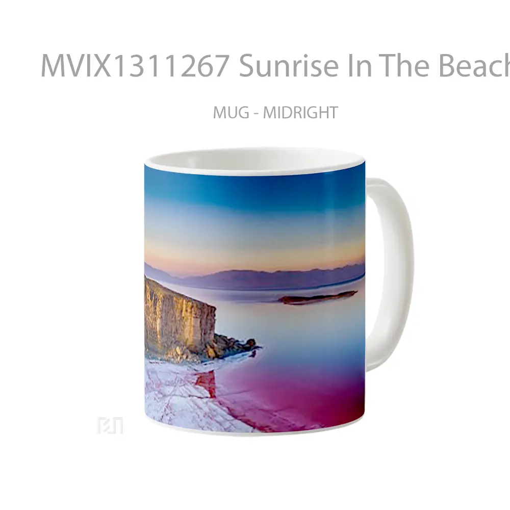 Mug Sunrise In The Beach Becoming Pink Gelas Pemandangan Alam - All-side / Desain