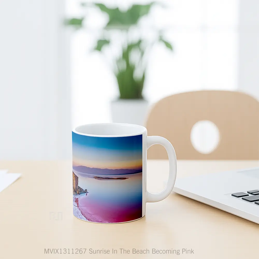 Mug Sunrise In The Beach Becoming Pink Gelas Pemandangan Alam - All-side / Desain