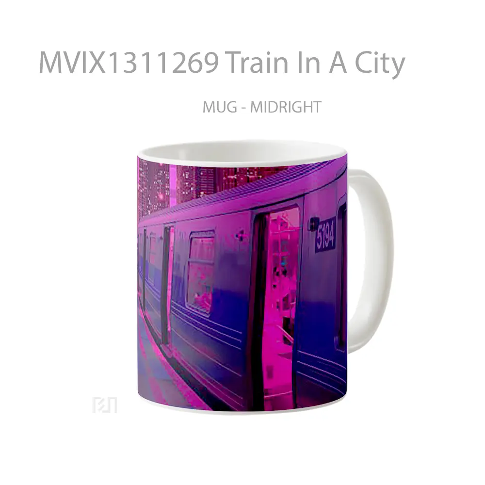 Mug Train In A City Gelas Keramik Unik - All-side / Desain