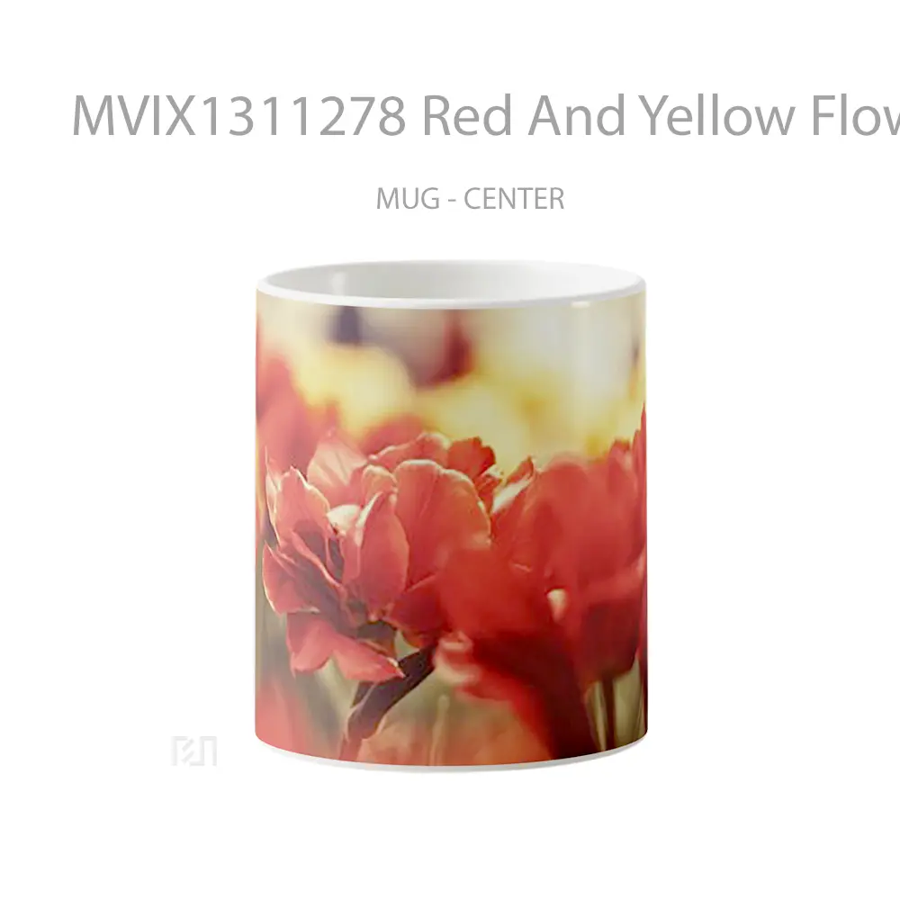 Mug Red And Yellow Flowers Gelas Pemandangan Alam