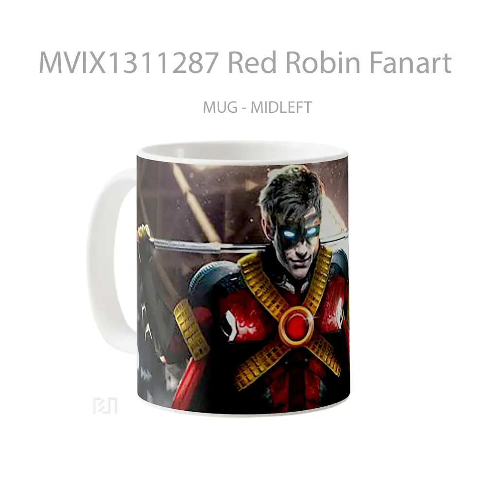Mug Red Robin Fanart Gelas Superhero - All-side / Desain