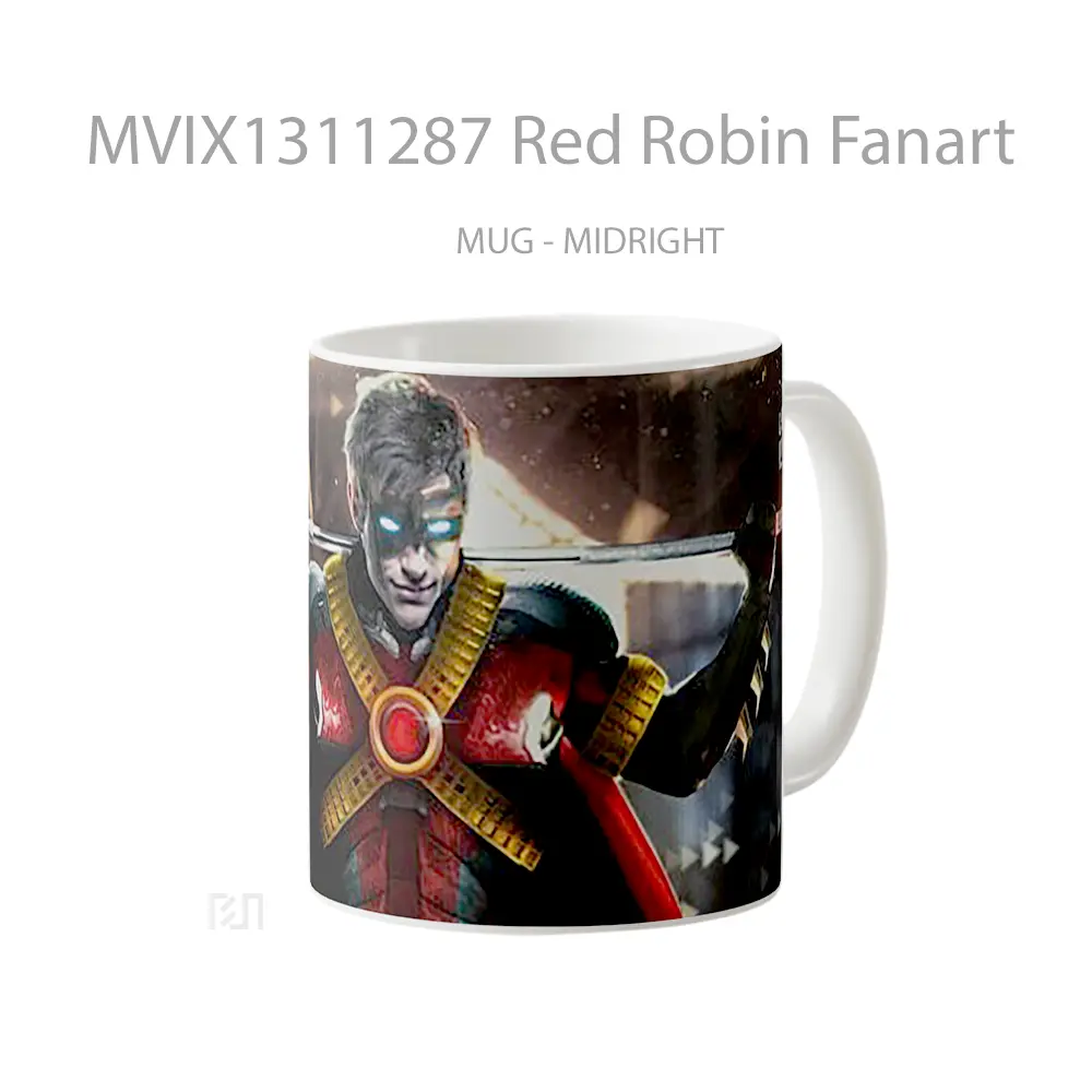 Mug Red Robin Fanart Gelas Superhero - All-side / Desain