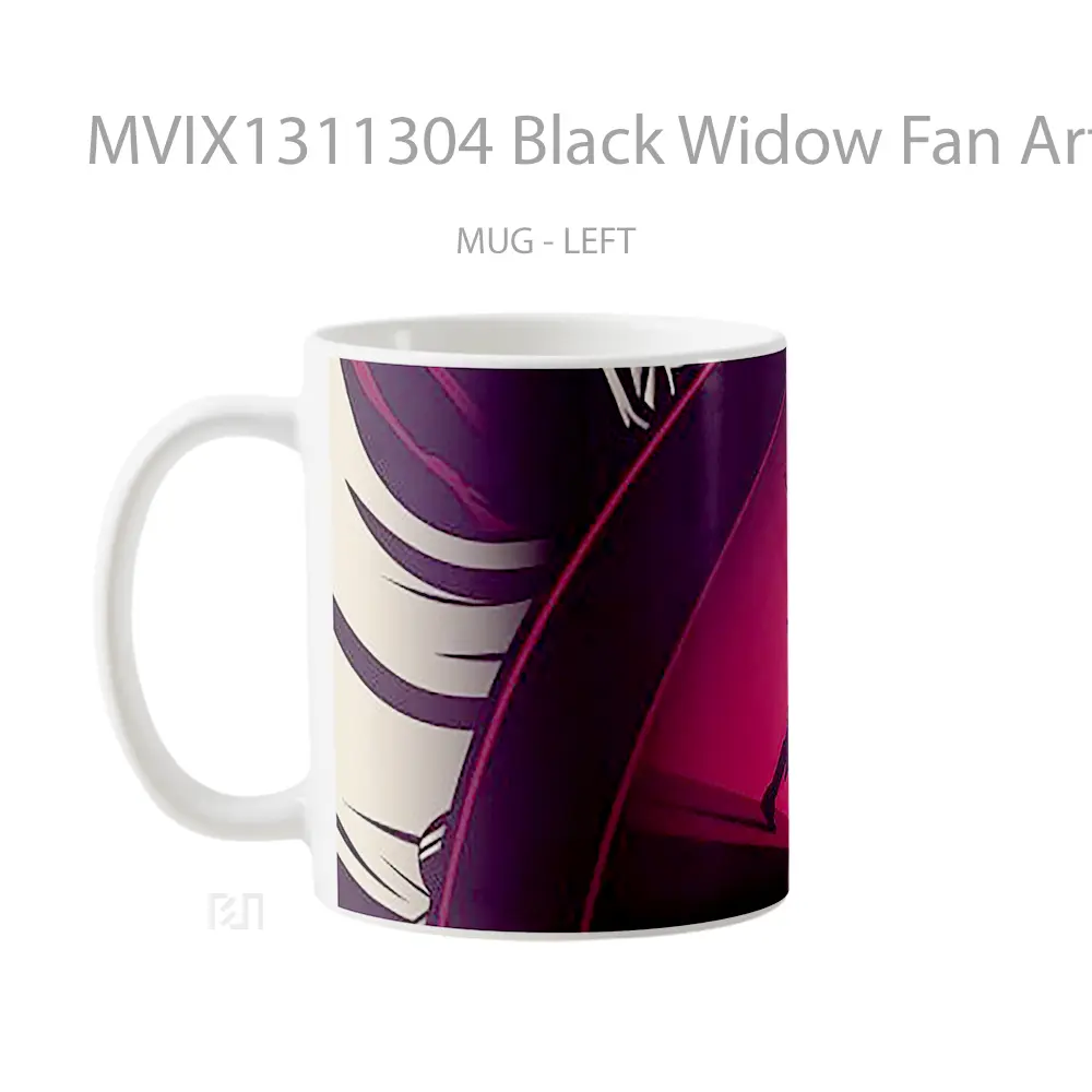 Mug Black Widow Fan Art Minimalist Gelas Superhero - All-side / Desain