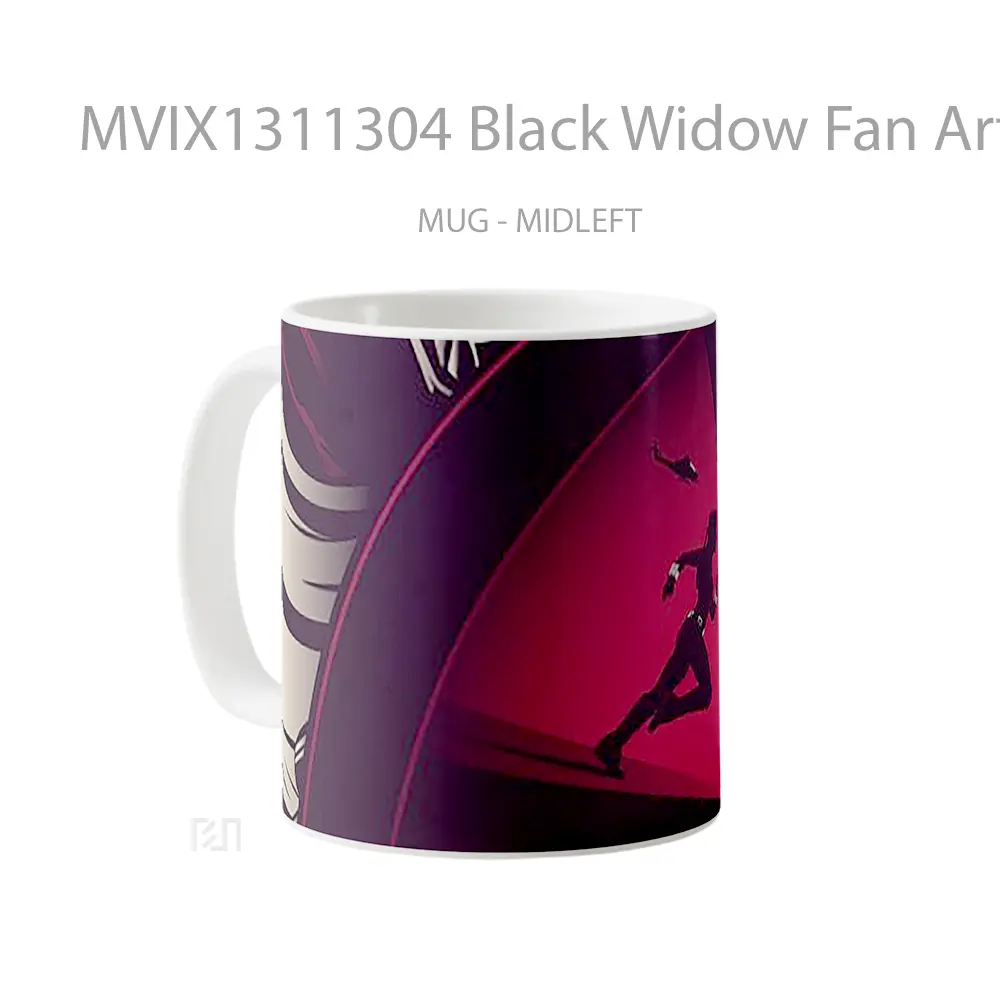 Mug Black Widow Fan Art Minimalist Gelas Superhero - All-side / Desain