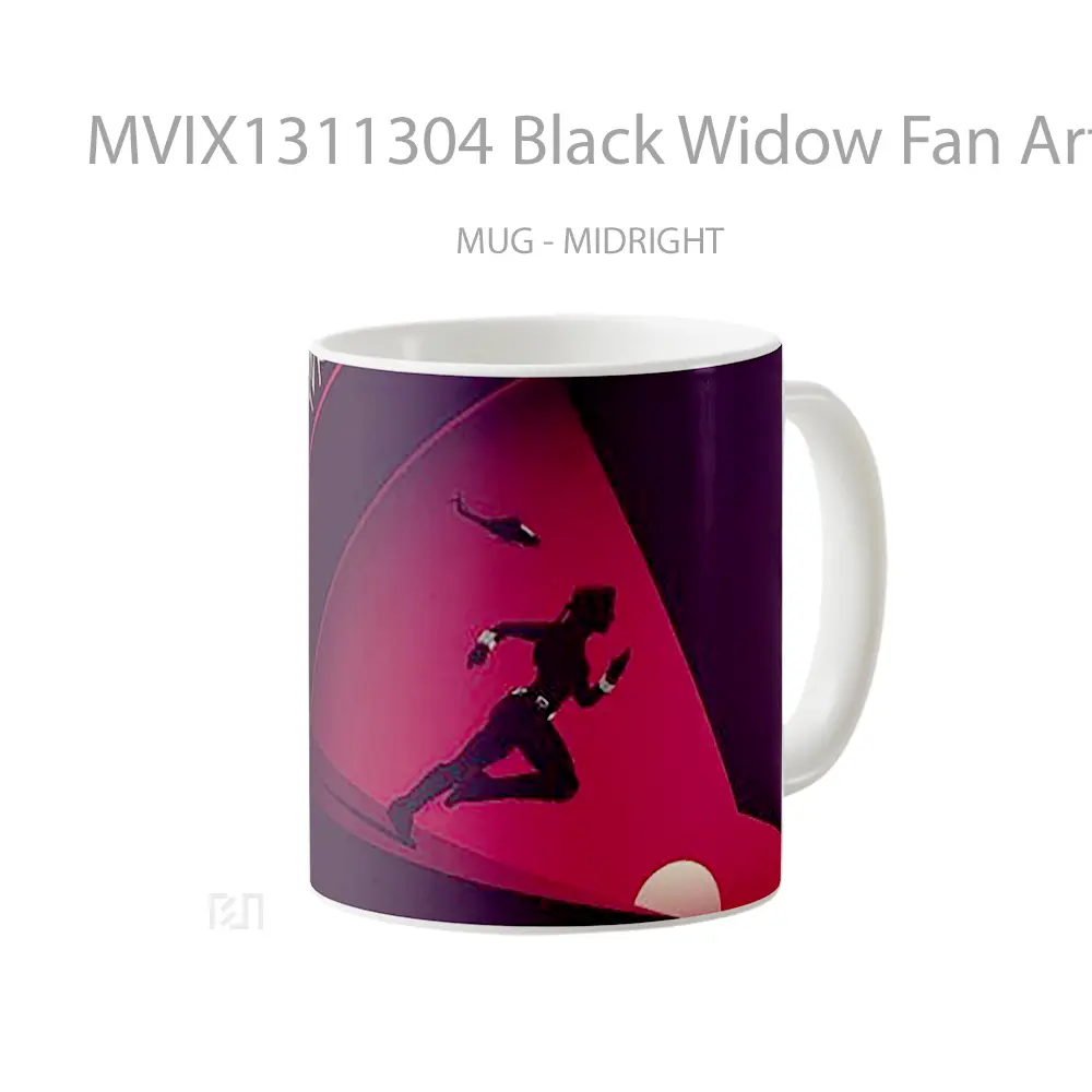 Mug Black Widow Fan Art Minimalist Gelas Superhero - All-side / Desain