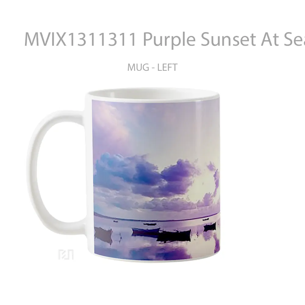 Mug Purple Sunset At Sea Gelas Pemandangan Alam - All-side / Desain