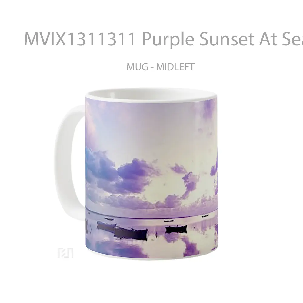 Mug Purple Sunset At Sea Gelas Pemandangan Alam - All-side / Desain
