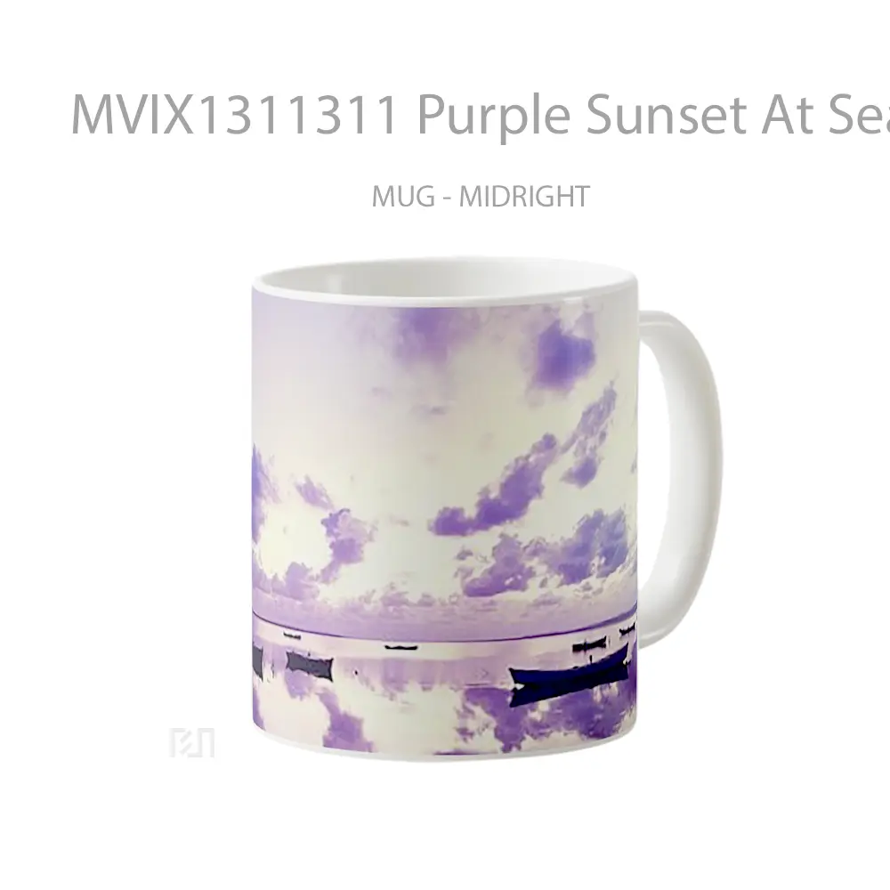 Mug Purple Sunset At Sea Gelas Pemandangan Alam - All-side / Desain