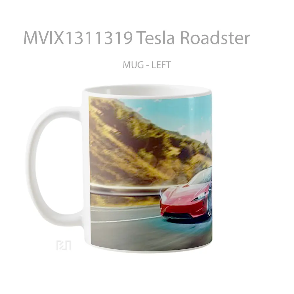 Mug Tesla Roadster Cangkir Mobil - All-side / Desain