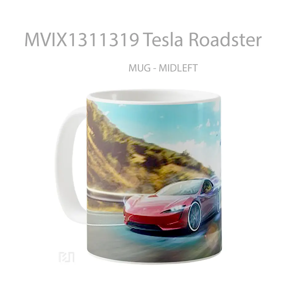 Mug Tesla Roadster Cangkir Mobil - All-side / Desain