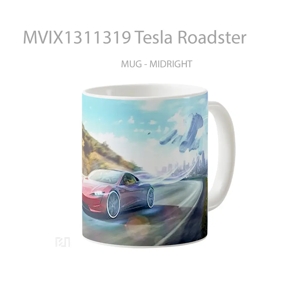 Mug Tesla Roadster Cangkir Mobil - All-side / Desain