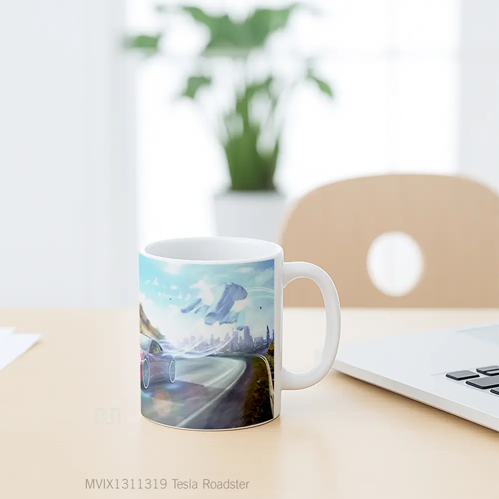 Mug Tesla Roadster Cangkir Mobil - All-side / Desain