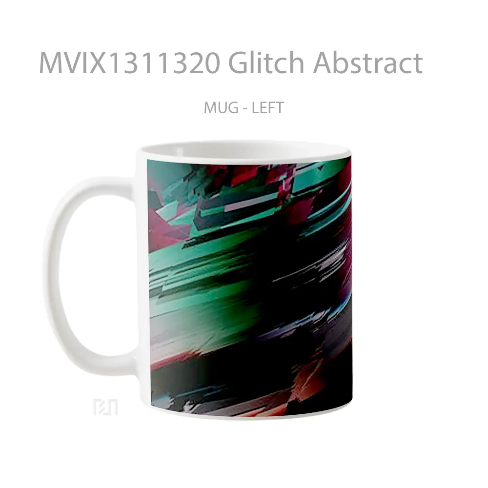 Mug Glitch Abstract Gelas Seni Modern - All-side / Desain