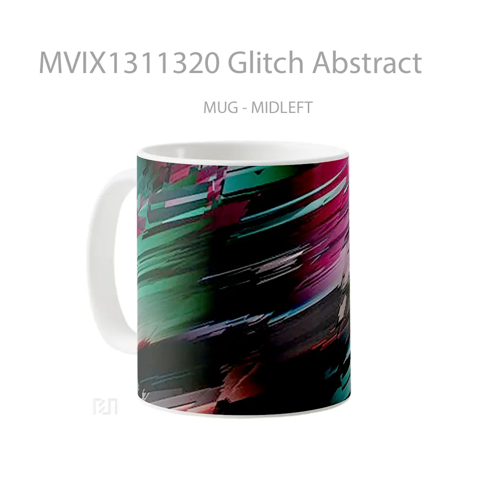Mug Glitch Abstract Gelas Seni Modern - All-side / Desain