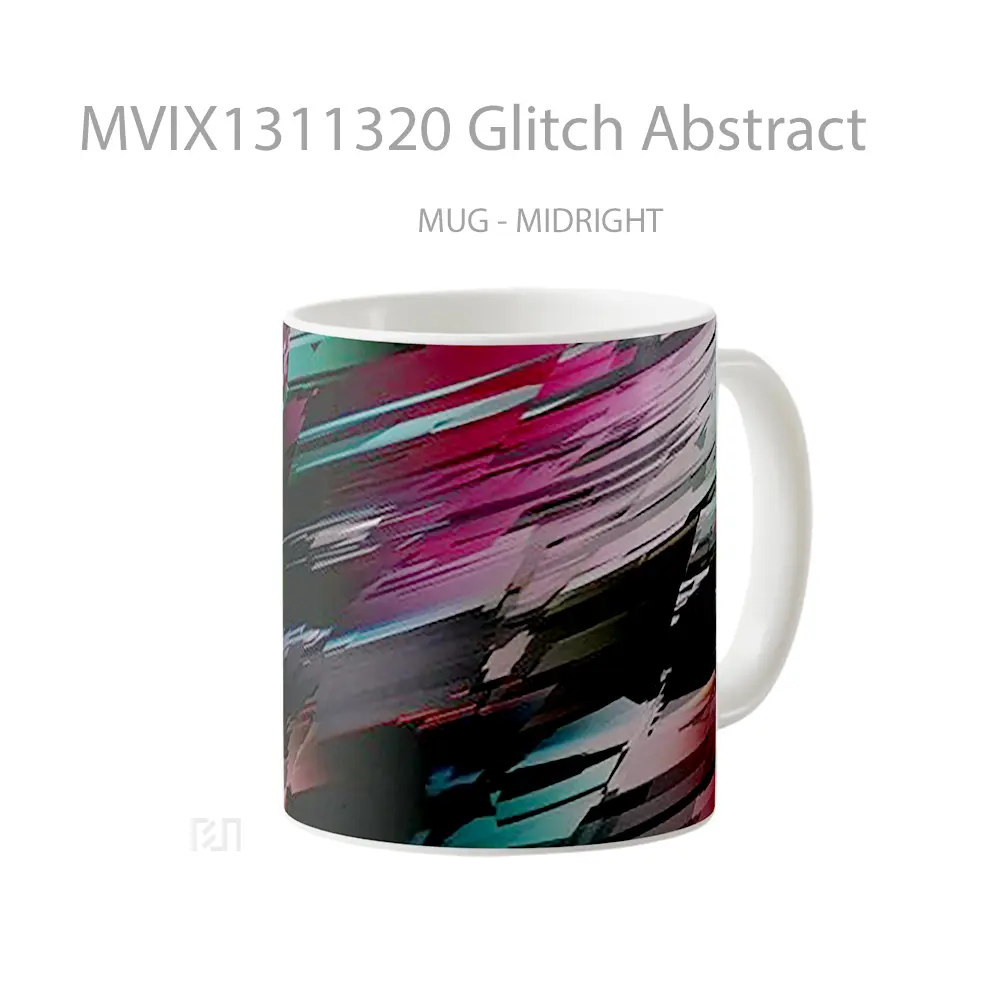 Mug Glitch Abstract Gelas Seni Modern - All-side / Desain