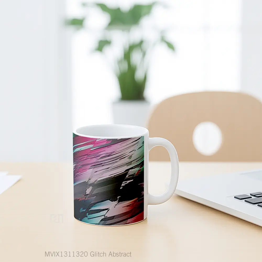 Mug Glitch Abstract Gelas Seni Modern - All-side / Desain