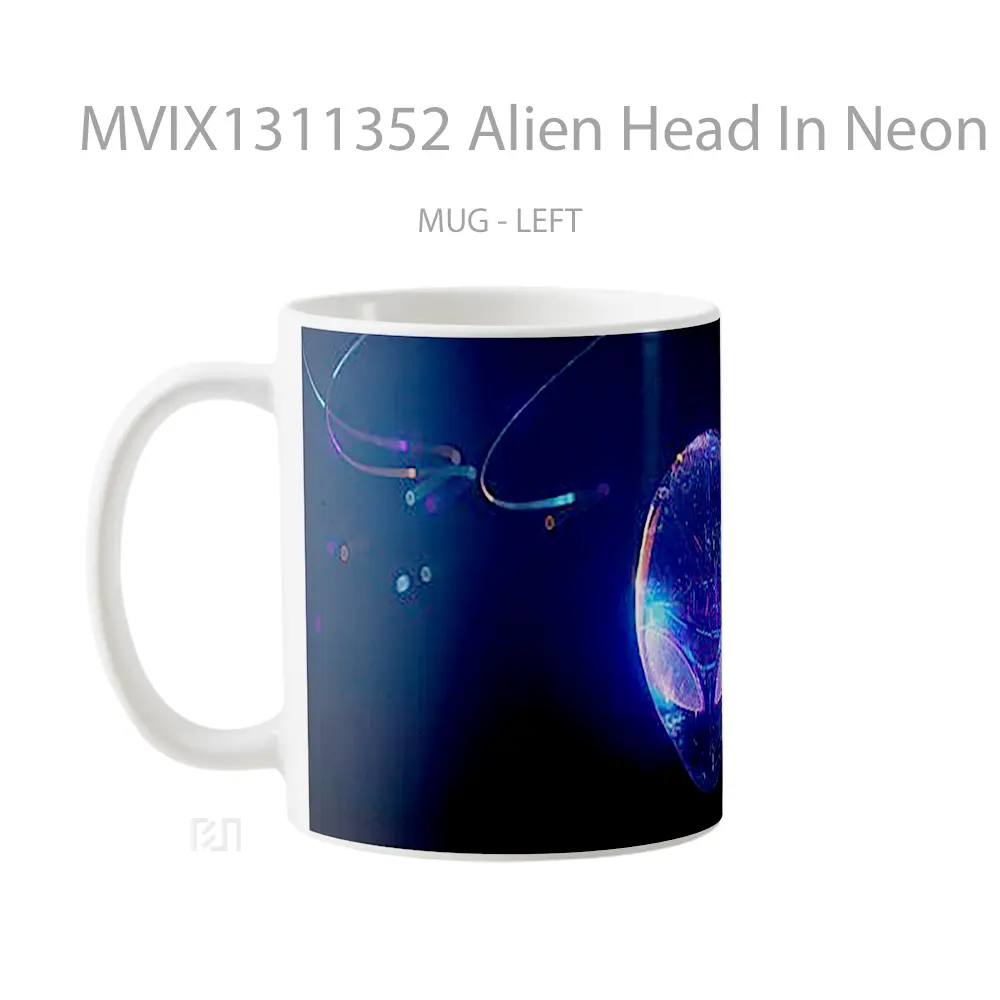 Mug Alien Head In Neon Colors Gelas Keramik Unik - All-side / Desain
