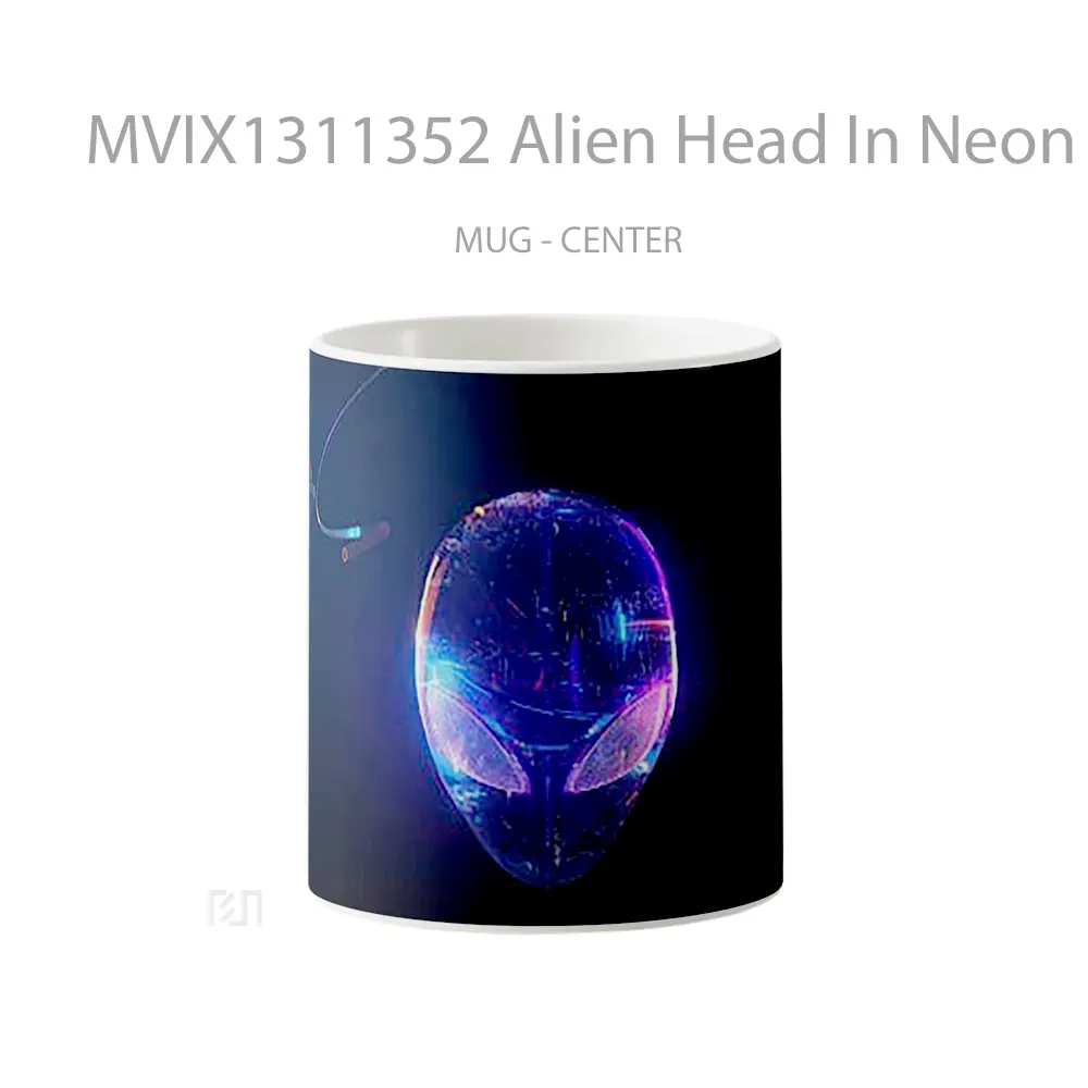 Mug Alien Head In Neon Colors Gelas Keramik Unik