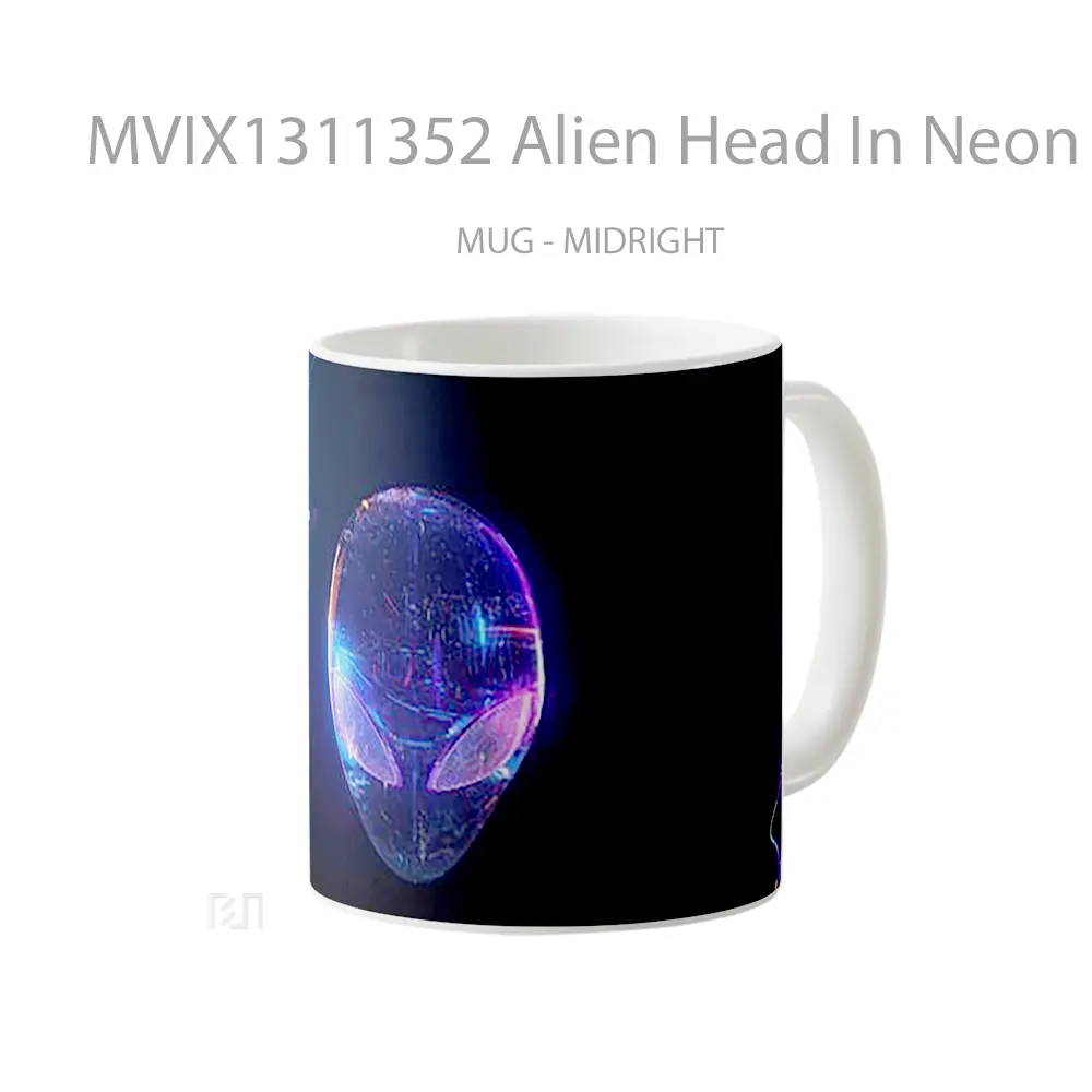 Mug Alien Head In Neon Colors Gelas Keramik Unik - All-side / Desain