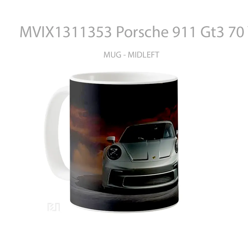 Mug Porsche 911 Gt3 70 Years Edition Cangkir Mobil - All-side / Desain