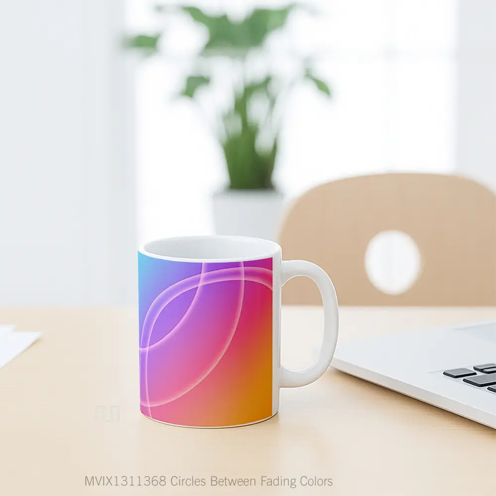 Mug Circles Between Fading Colors Gelas Keramik Unik - All-side / Desain