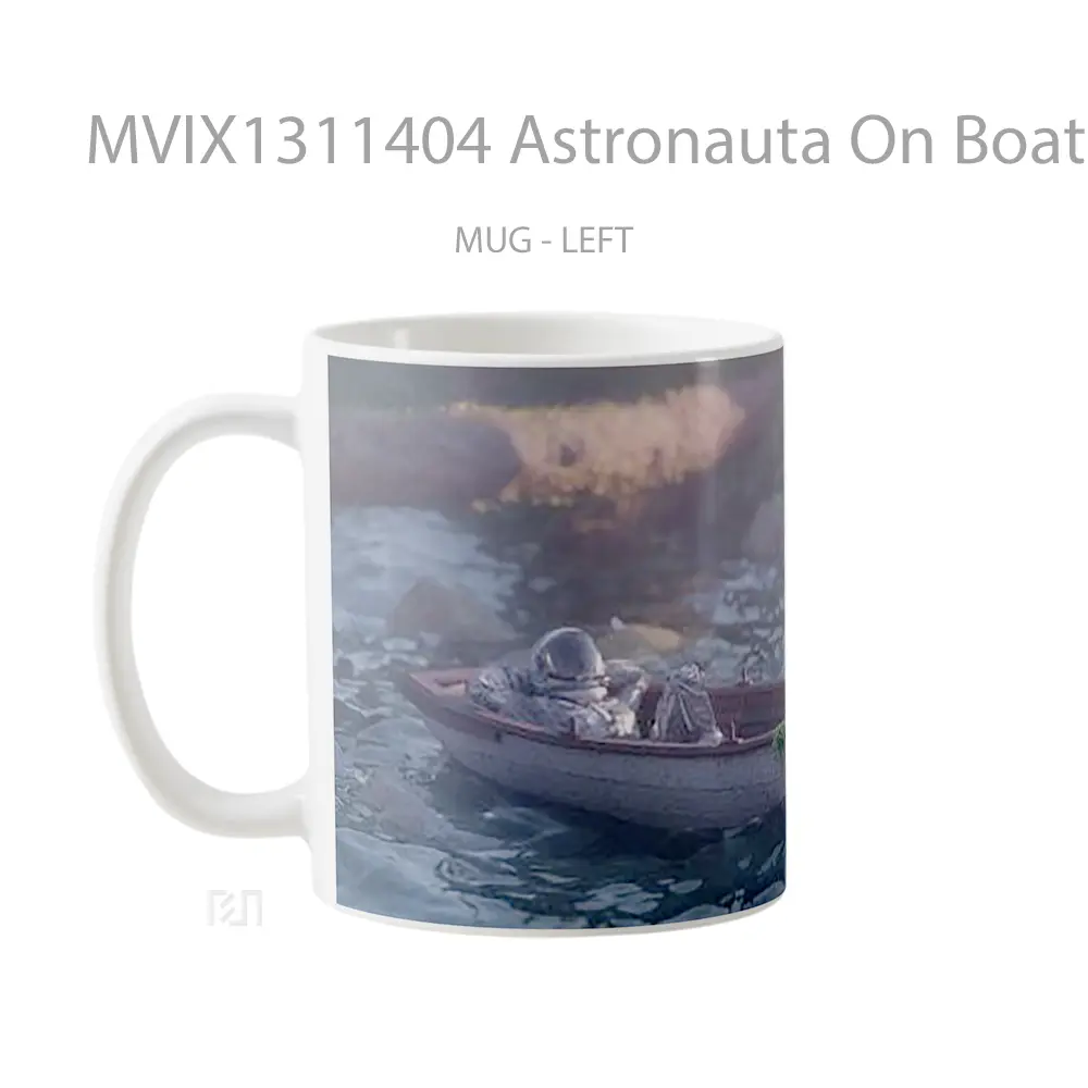 Mug Astronauta On Boat Gelas Keramik Unik - All-side / Desain