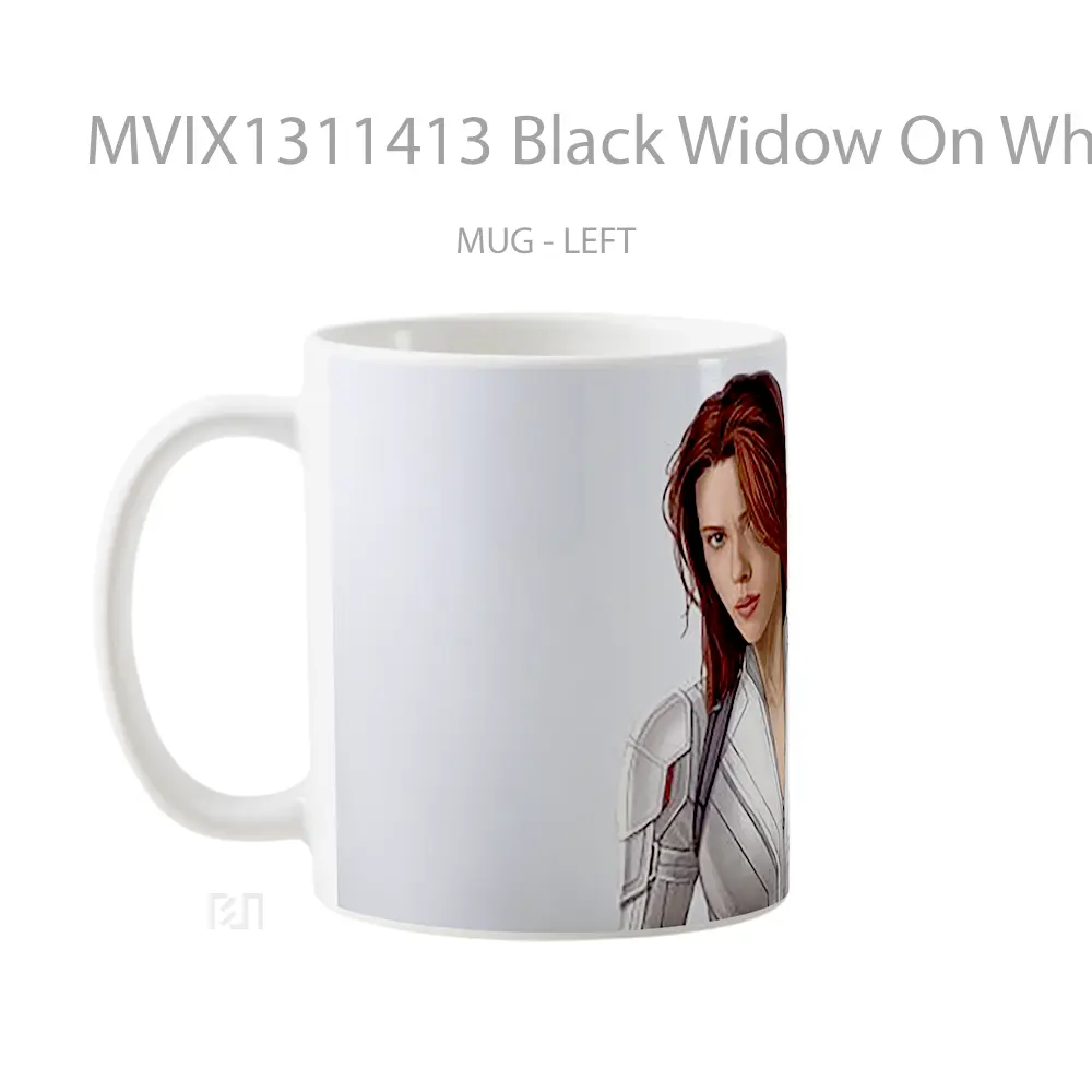 Mug Black Widow On White Suit Fan Art Gelas Superhero - All-side / Desain