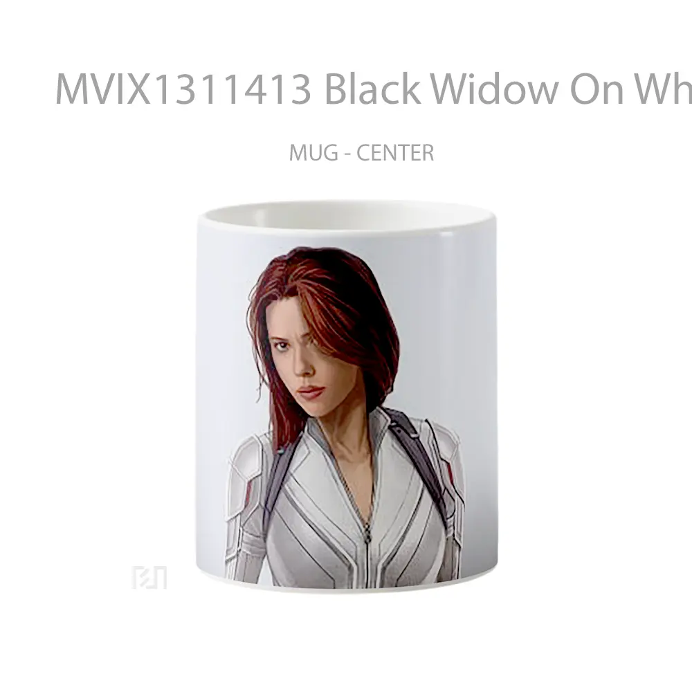 Mug Black Widow On White Suit Fan Art Gelas Superhero