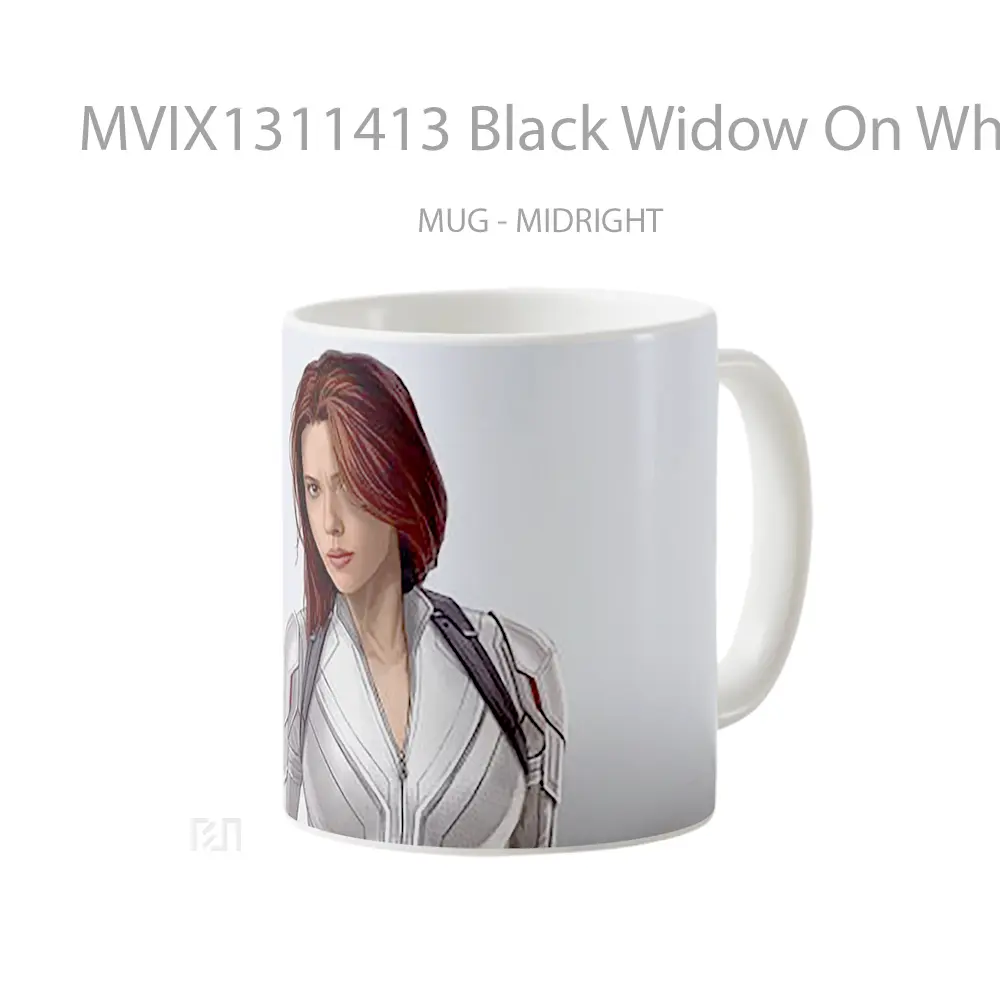 Mug Black Widow On White Suit Fan Art Gelas Superhero - All-side / Desain