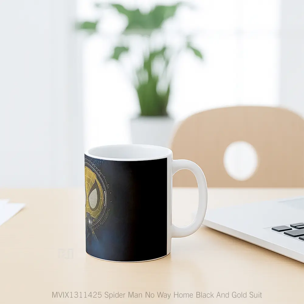 Mug Spider Man No Way Home Black And Gold Suit Gelas Superhero - All-side / Desain