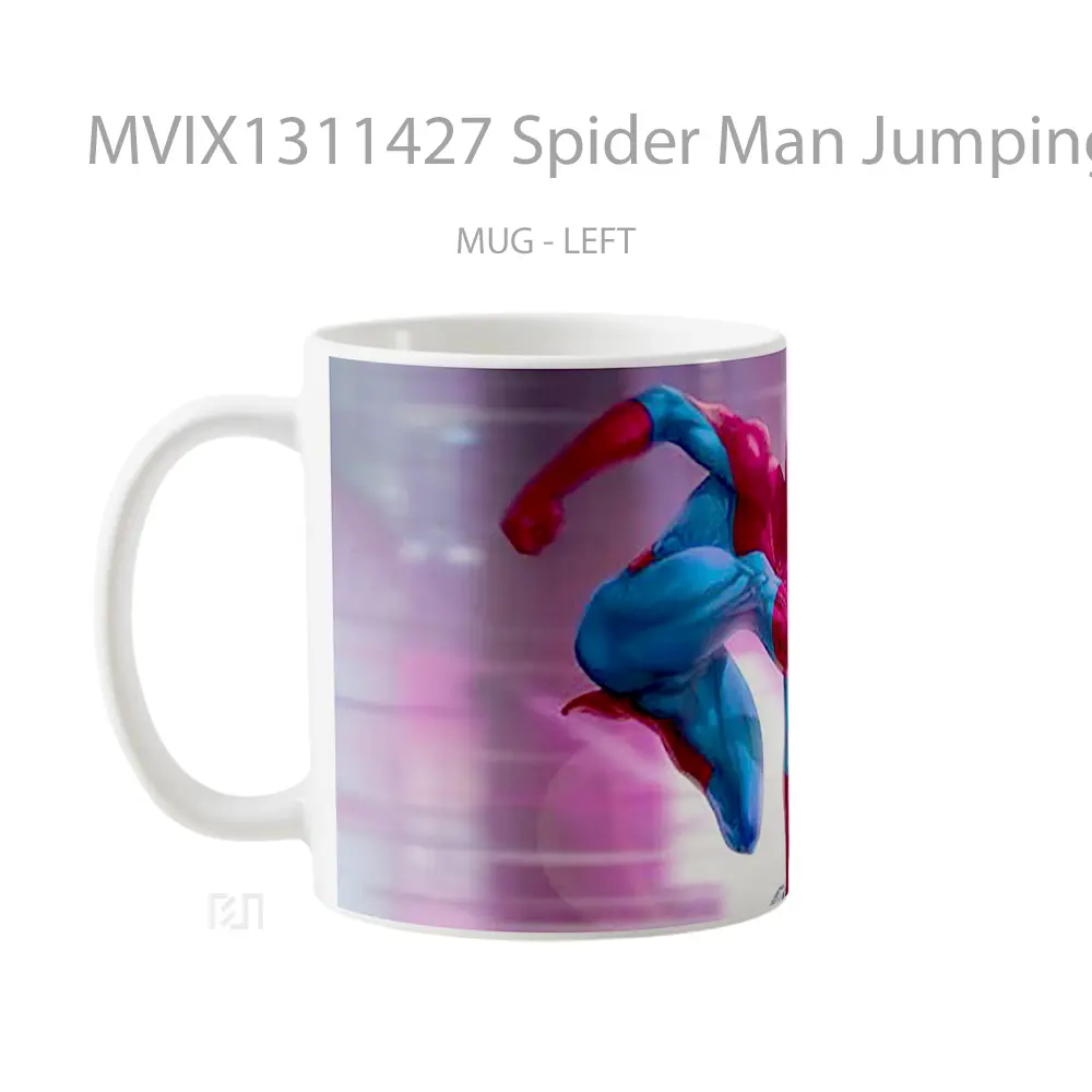 Mug Spider Man Jumping Digital Illustration Gelas Superhero - All-side / Desain