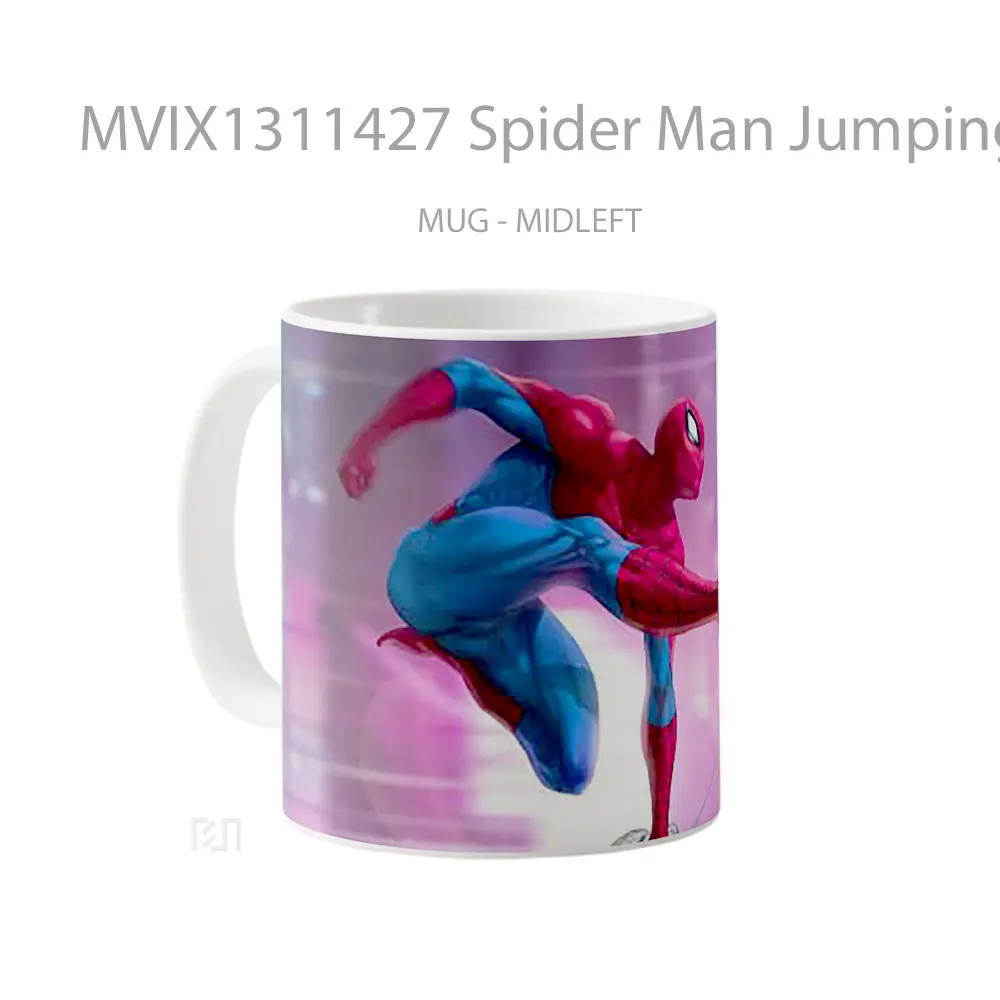 Mug Spider Man Jumping Digital Illustration Gelas Superhero - All-side / Desain