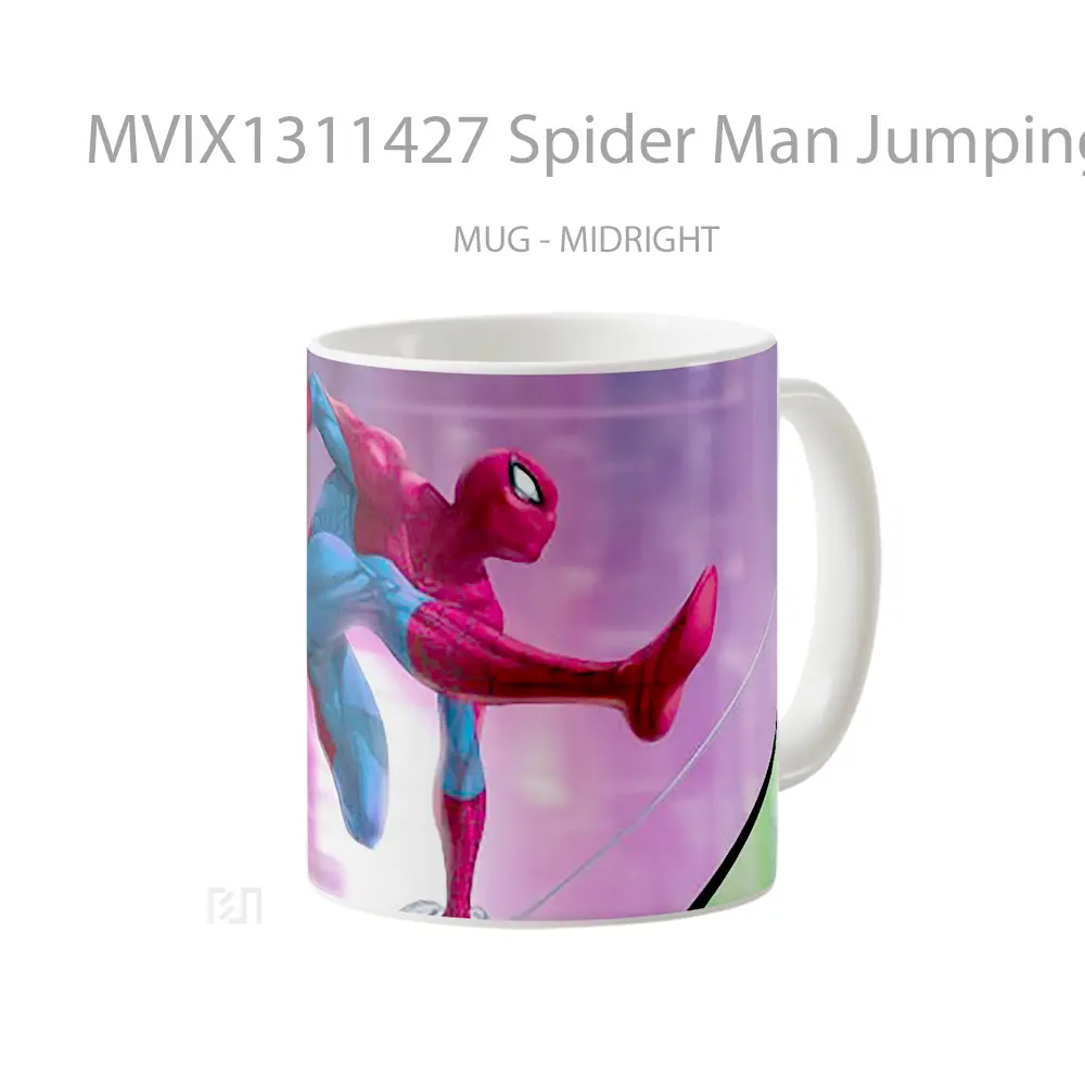 Mug Spider Man Jumping Digital Illustration Gelas Superhero - All-side / Desain
